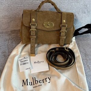 Mulberry mini Alexa Suede Crossbody Bag with Gold Accents